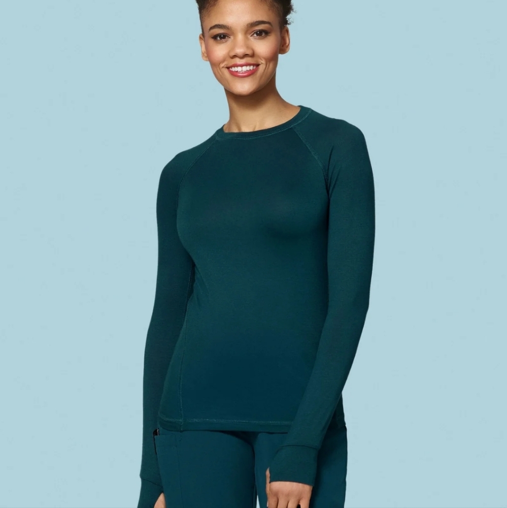 Mandala Scrubs Long Sleeve Under Scrub Caribbean Blue NWT